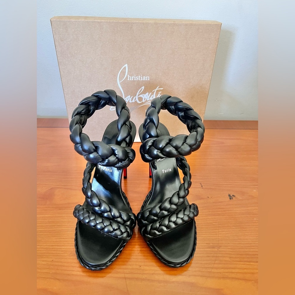 NIB Christian Louboutin X Idris Elba Fatima 120 MM Leather Strap Sandals Size 37 - Picture 4 of 10